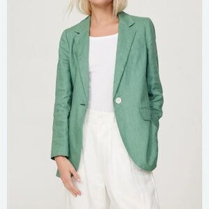 Madewell Larsen Linen Blazer Women's Sz XS Trellis Green Oversized Career Casual